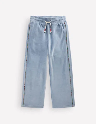 Boden Kids' Girls Velour Wide Leg Joggers In Blue | Size 2-3 Years