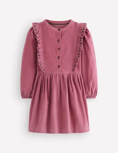Boden Kids' Girls Winnie Frill Trim Shirt Dress In Pink | Size 2-3 Years
