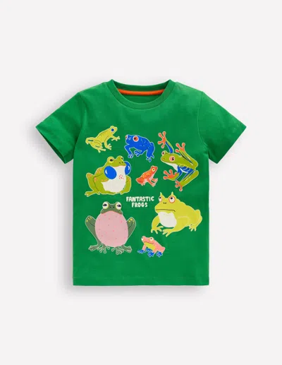 Boden Kids' Glow-in-the-dark T-shirt-grape Leaf Frogs Male  In Green