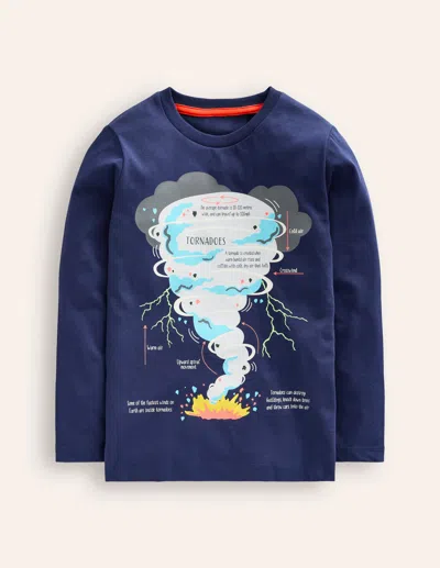 Boden Kids' Glowinthedark Tshirtcollege Navy Tornado Boys  In Blue