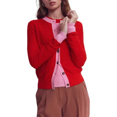 Boden Grace Color Block Cardigan In Red