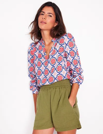 Boden Grace Linen Topivory, Bloom Geo Women  In Multi