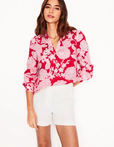Boden Grace Linen Toppoppy Red, Blossom Cascade Women
