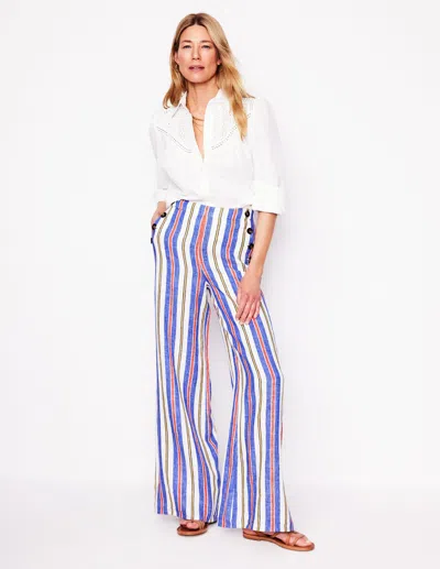 Boden Greenwich Sailor Pants Bright Blue And Brown Stripe Women  In Multi
