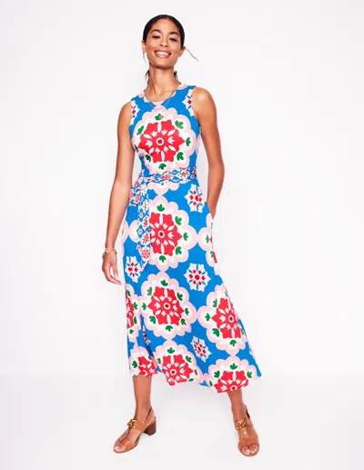 Boden Grown On Tie Trapeze Dresscerulean Blue, Bloom Geo Women