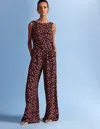 Boden Gwen Jumpsuit Mit U-boot-ausschnitt-sand, Abstraktes Leopardenmuster In Brown