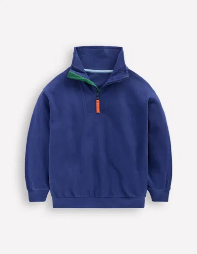 Boden Kids' Half Zip Sweatshirt Navy  In Blue