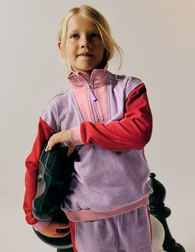 Boden Kids' Half Zip Sweatshirt Purple/red  In Multi