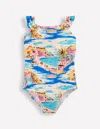 Boden Hallie Frill Strap Swimsuitmulti Coastal Scene Girls  In Multi Coastal Scene
