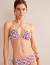 Boden Halter Neck Bandeau Bikini Top In Gin Fizz/ Sunflower Sprig