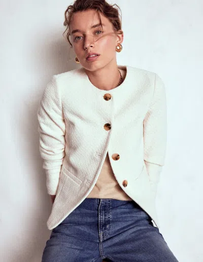 Boden Hampsted Textured Blazer Cream Texture  In White