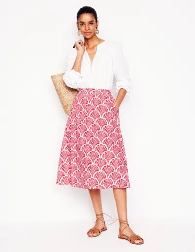 Boden Hattie Poplin Midi Skirtjam Red, Blossomy Women  In Pink