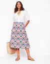 Boden Hattie Poplin Midi Skirt In Multi/ Decorative Dandelion
