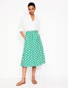 Boden Hattie Poplin Midi Skirtrich Emerald, Posy Stamp Women  In Rich Emerald/ Posy Stamp
