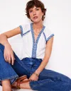 Boden Hazel Cotton Embroidered Top White Women  In White