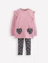 Boden Heart Pocket Tunic Set Berry Floral  In Pink