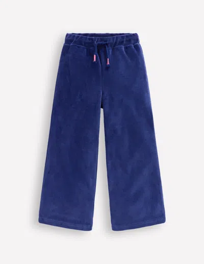 Boden Kids' Samt-jogginghose Mit Herztasche-steuerbordblau In Blue