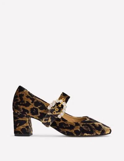 Boden Heeled Buckle Mary Janes Leopard  In Animal Print