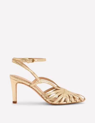 Boden Heeled Cage Sandals Gold Metallic Women