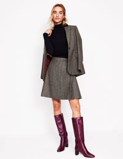 Boden Helen Buckled Kiltbrown Herringbone Women  In Brown Herringbone