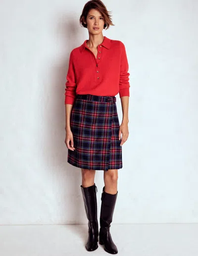 Boden Helen Schottenrock Aus Wolle-marineblau, Grün Und Rot Kariert In Black