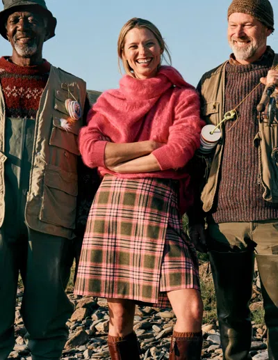 Boden Helen Wool Kilt Skirt Olive, Green And Pink Check  In Multi