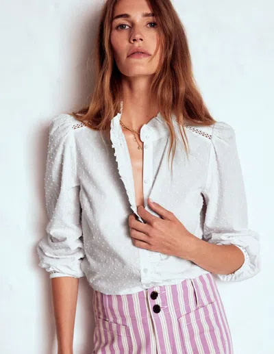 Boden Helena Cotton Dobby Top White Women