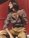 Boden Helena Cotton Top Cognac, Floweret Vine  In Multi