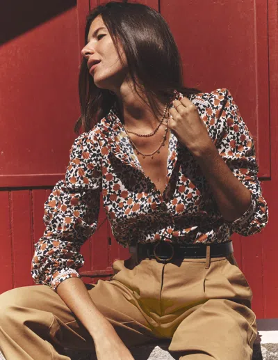 Boden Helena Cotton Top Cognac, Floweret Vine  In Multi