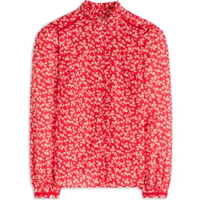 Boden Helena Floral Cotton Button-up Shirt In Red