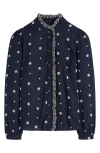Boden Helena Floral Embroidered Cotton Button-up Shirt In Blue