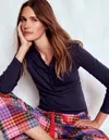 Boden Henley Pyjama Top Navy  In Blue