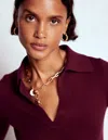 Boden Henley-shirt Aus Rippstrick-dunkelviolett In Red