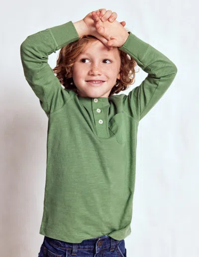 Boden Kids' Everyday Henley T-shirt-newt Green Male  In Gray