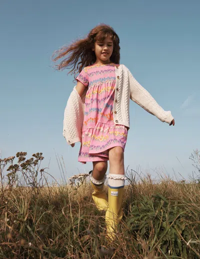 Boden Kids' Heritage Cable Cardiganecru Girls  In Pink