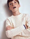 Boden Heritage Cable Jumper Ecru Marl  In Neutral