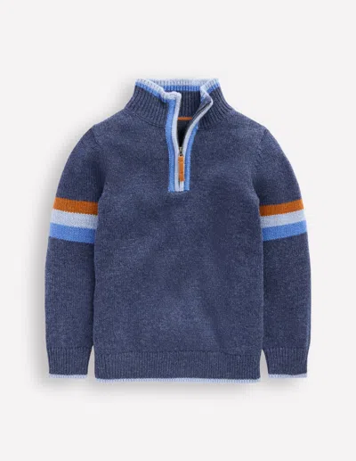 Boden Kids' Klassischer Pullover Mit Halblangem Reissverschluss-schuluniform-marineblau In Blue