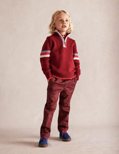 Boden Kids' Heritage Half Zip Sweater Rumba Red
