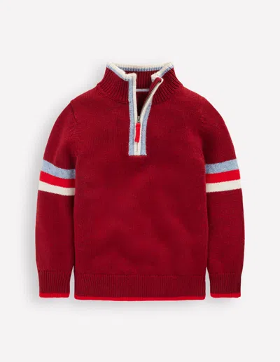 BODEN HERITAGE HALF ZIP SWEATER RUMBA RED BODEN