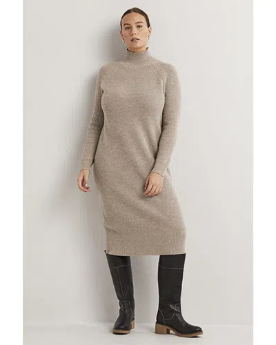 Boden High-neck Knit Wool & Alpaca-blend Midi Dress In Beige