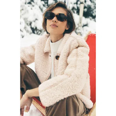 Boden High Pile Fleece Coat In Neutral