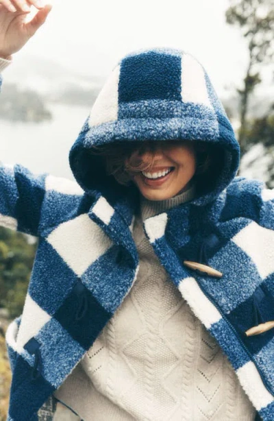 Boden High Pile Fleece Duffle Coat In Blue