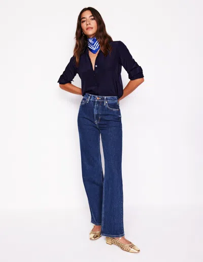 Boden High Rise Column Leg Jeans-dark Vintage Female  In Blue