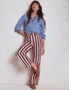 Boden High Rise Column Leg Jeans-maroon And Ivory Stripe Female  In Burgundy