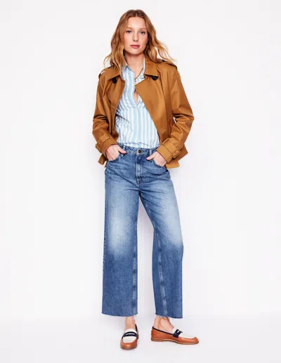 Boden High Rise Straight Crop Jeans-light Vintage Frayed Female  In Blue