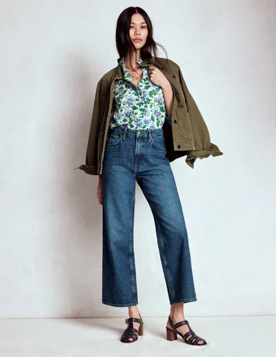 Boden High Rise Straight Crop Jeans-mid Vintage Female  In Blue