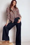 Boden Hoch Geschnittene Jeans Mit Weitem Bein-indigo Waschung In Multi