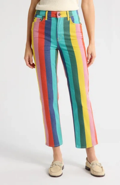 Boden High Waist Stripe Stretch Jeans In Blue Multi