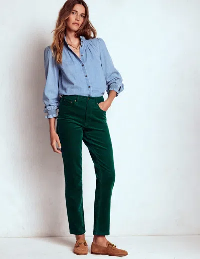 BODEN HIGH-WAISTED CORD SLIM JEANS-EMERALD NIGHT FEMALE BODEN