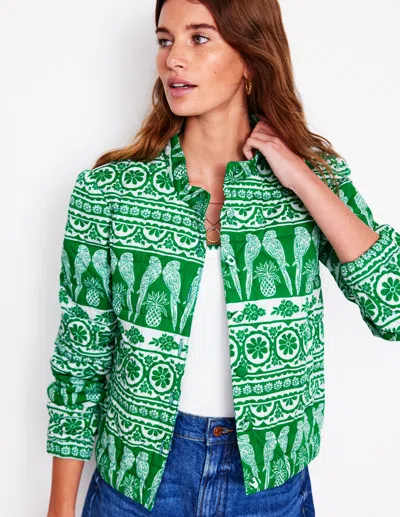 Boden Highbury Quilted Jacket Ornate Tropics Women  In Green